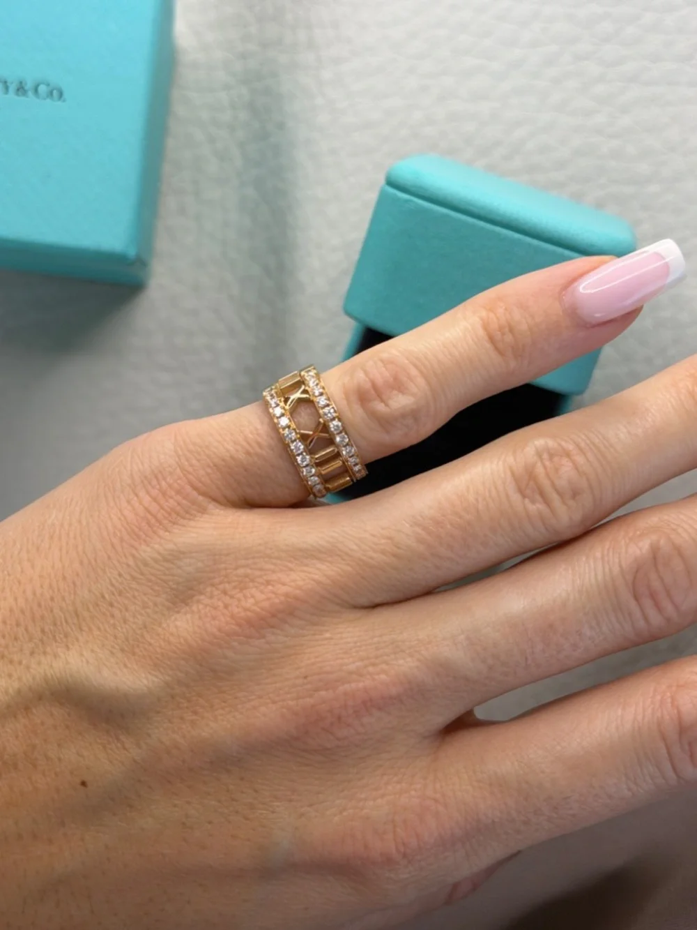 Tiffany & Co. 18K Yellow Gold Atlas Open Diamond Ring 4.3 US